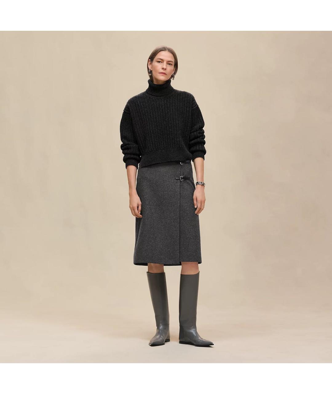 HERMES Черная шерстяная водолазка, фото 2