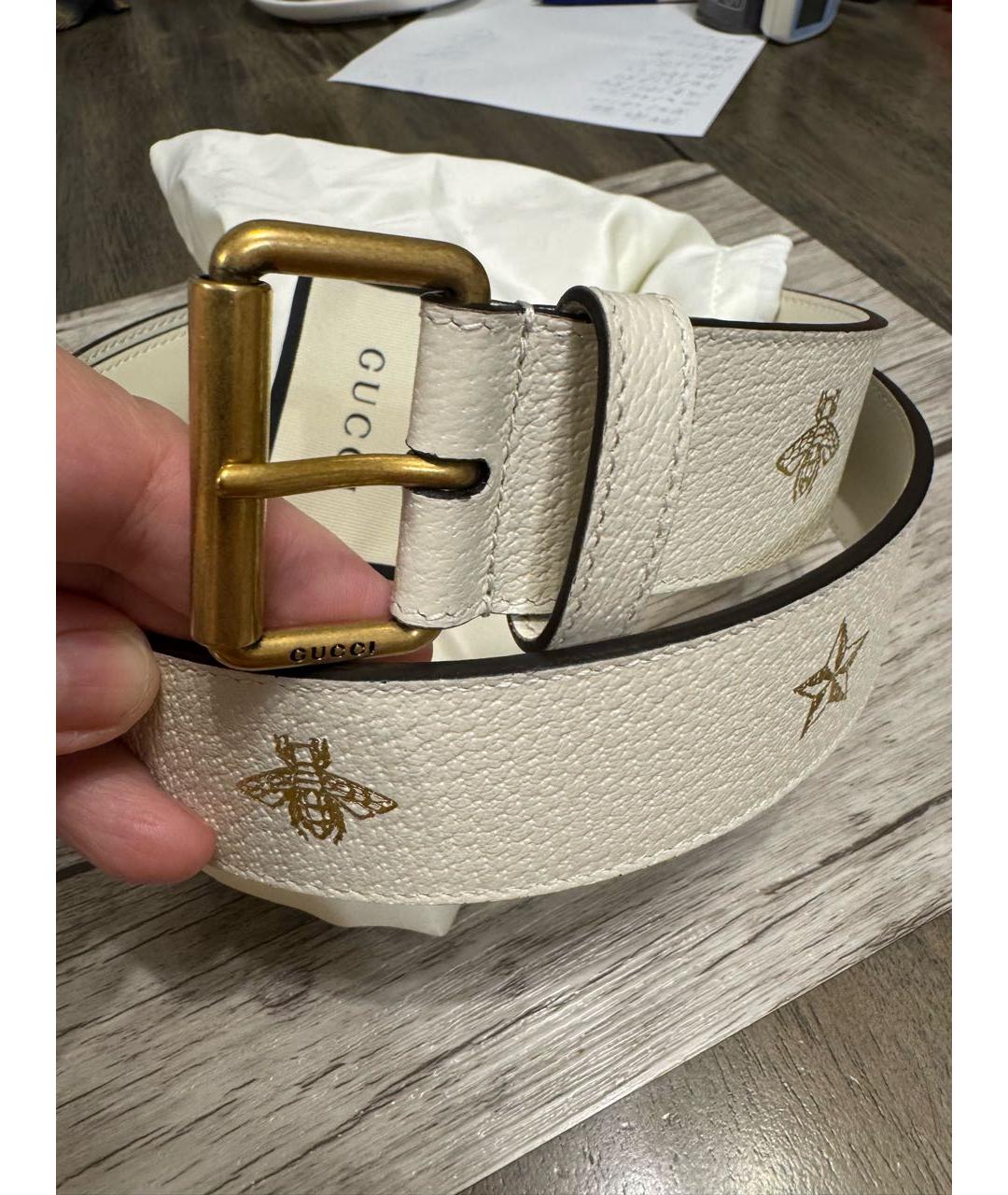 GUCCI Белый кожаный ремень, фото 2