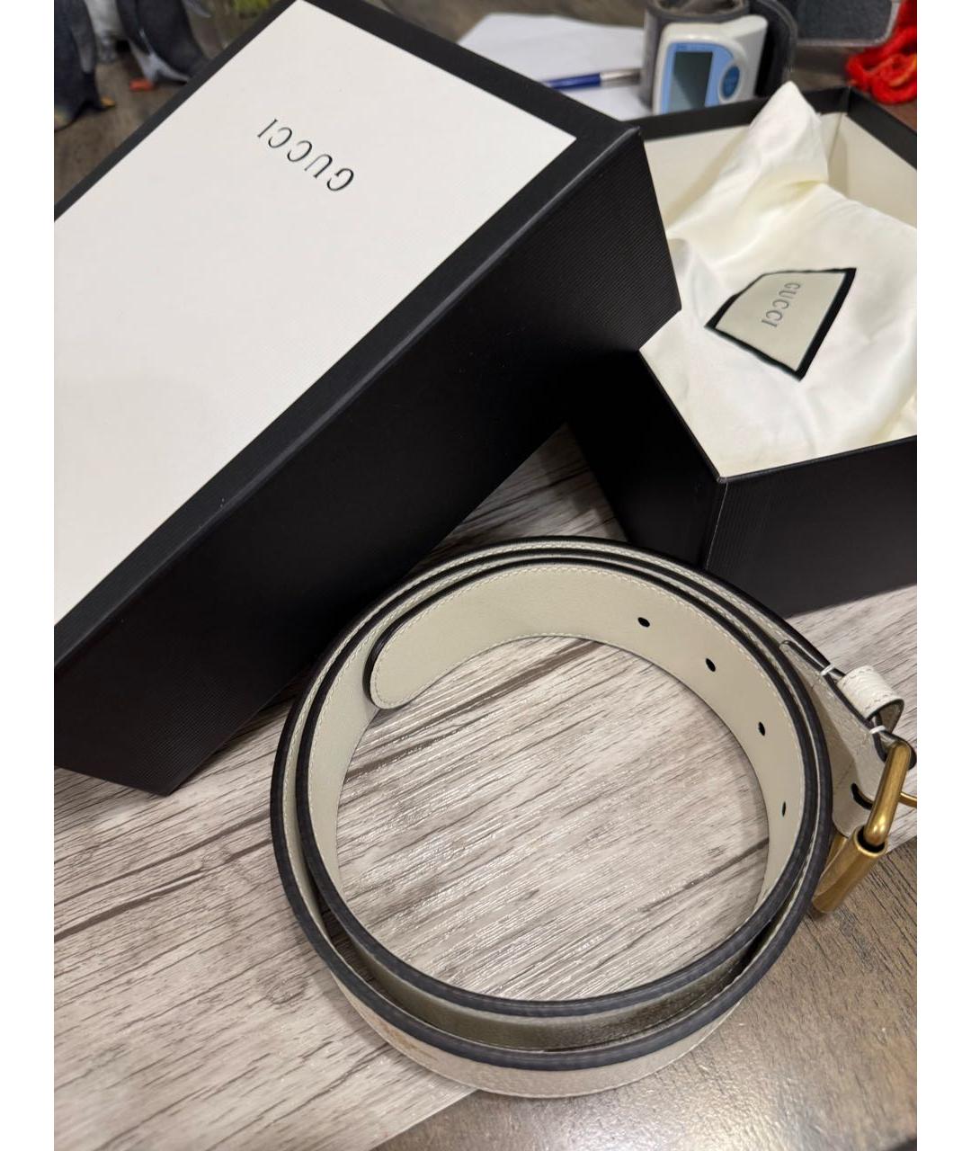 GUCCI Белый кожаный ремень, фото 6