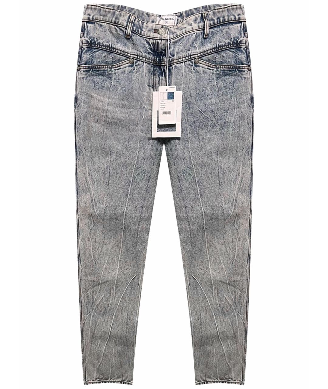 CHANEL Голубые хлопковые джинсы слим, фото 1