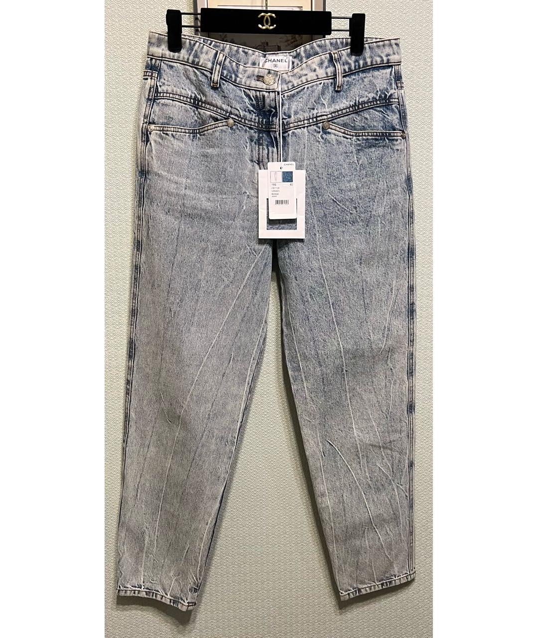 CHANEL Голубые хлопковые джинсы слим, фото 8
