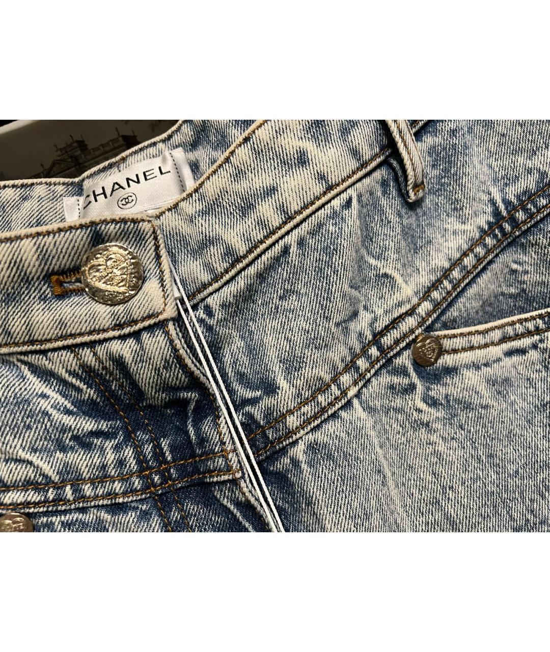CHANEL Голубые хлопковые джинсы слим, фото 4