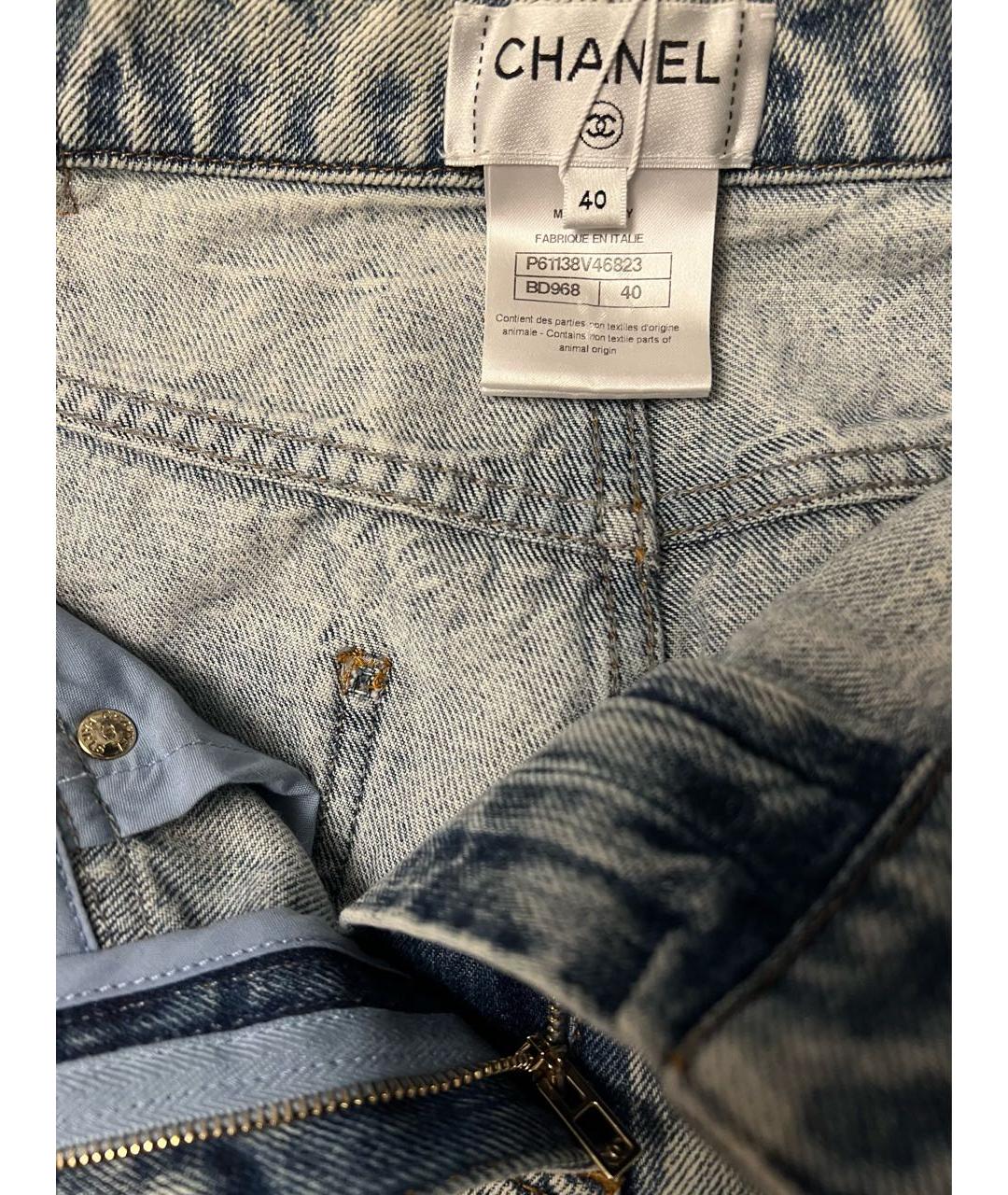 CHANEL Голубые хлопковые джинсы слим, фото 3