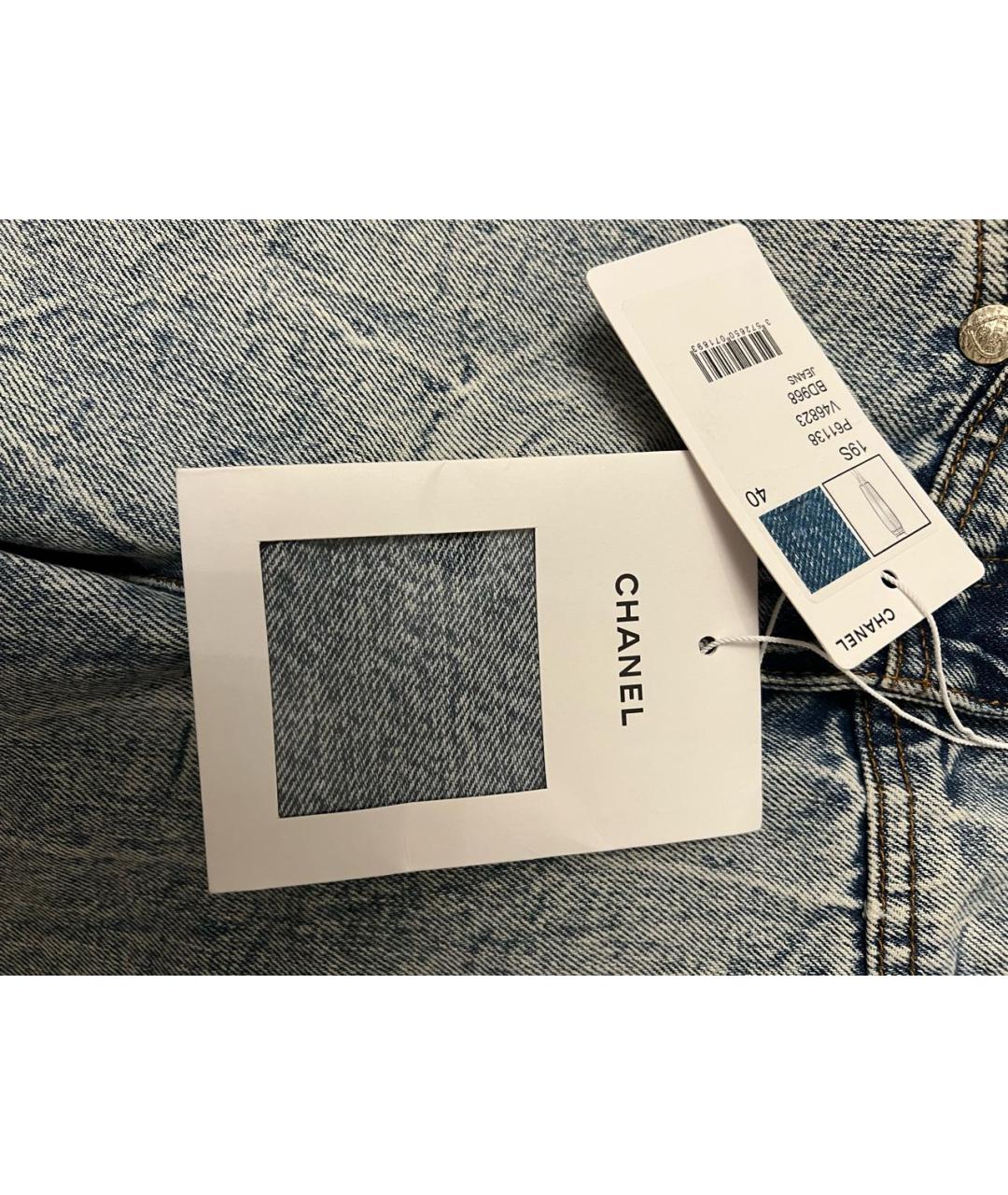 CHANEL Голубые хлопковые джинсы слим, фото 6