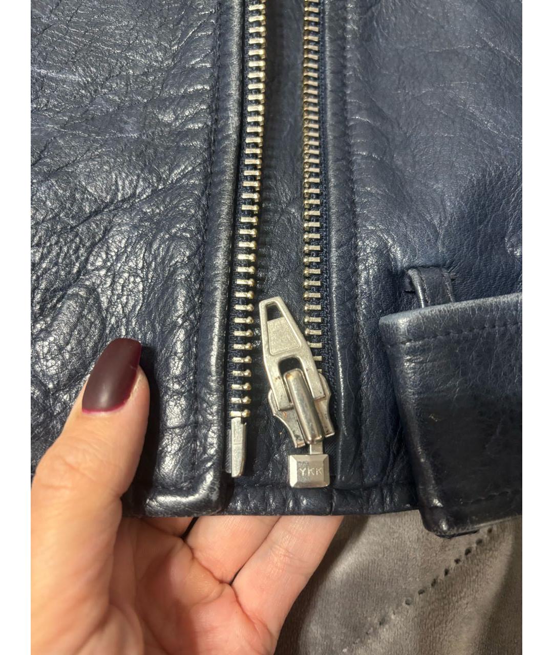 ALEXANDER WANG Темно-синяя кожаная куртка, фото 3