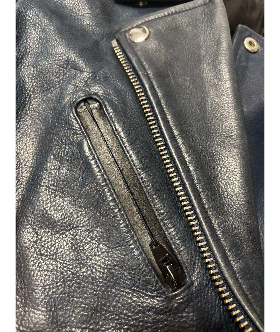 ALEXANDER WANG Темно-синяя кожаная куртка, фото 4