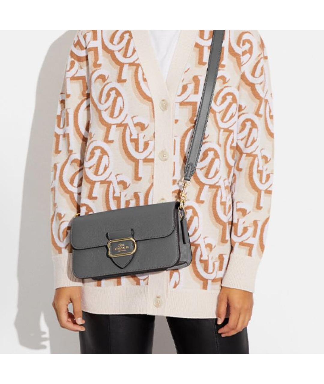 COACH Коричневая кожаная сумка через плечо, фото 4