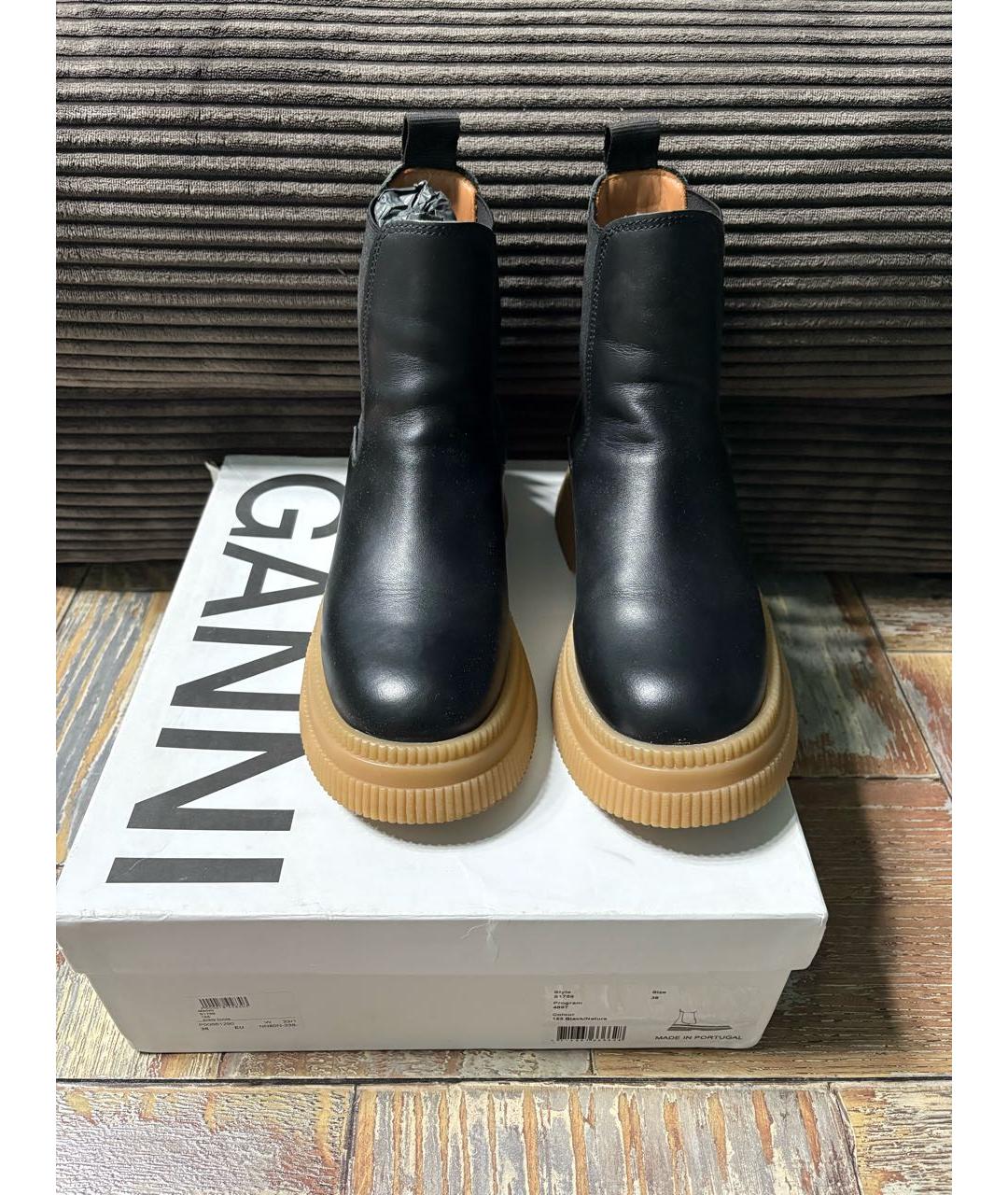 GANNI Черные кожаные полусапоги, фото 6