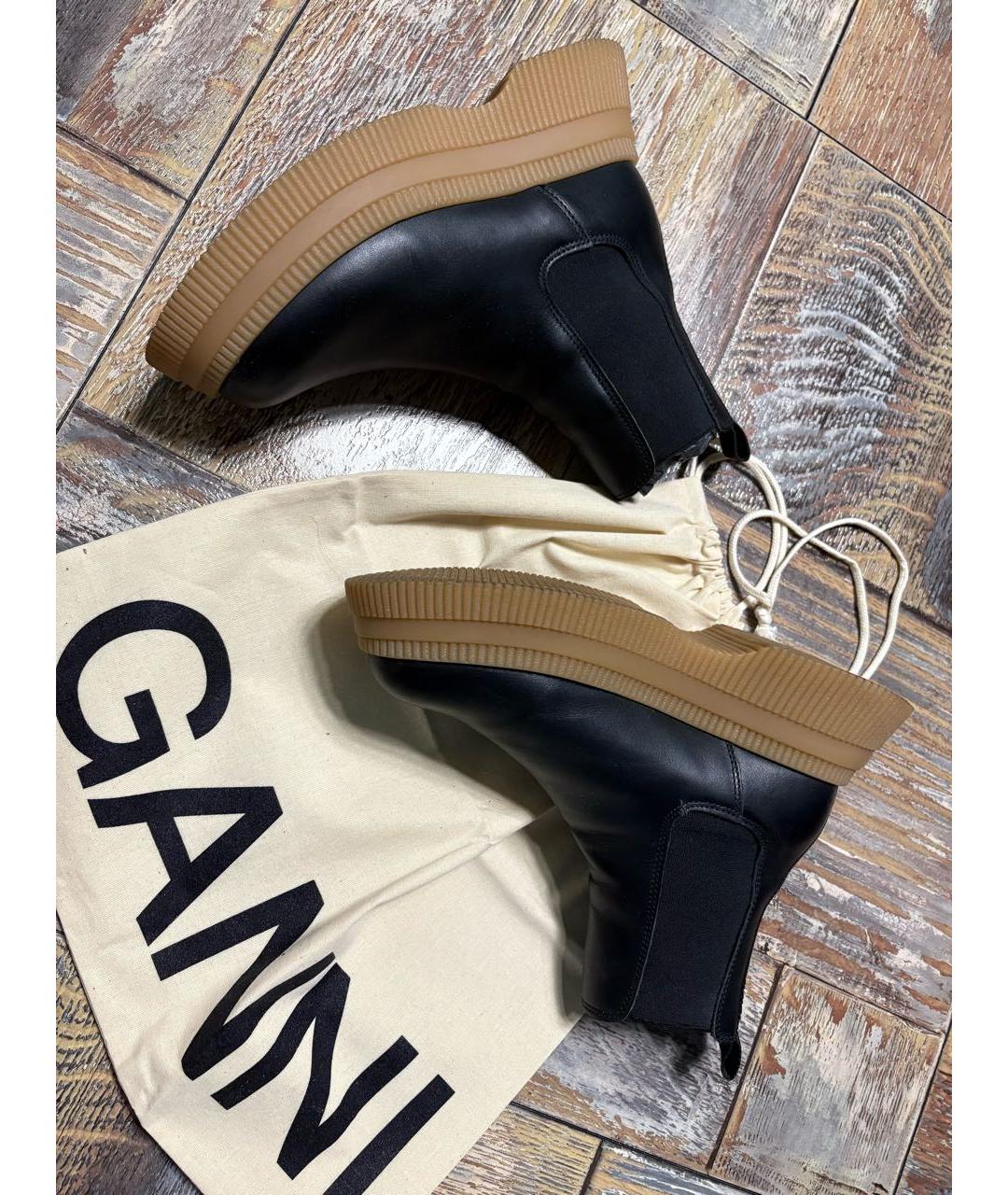 GANNI Черные кожаные полусапоги, фото 3