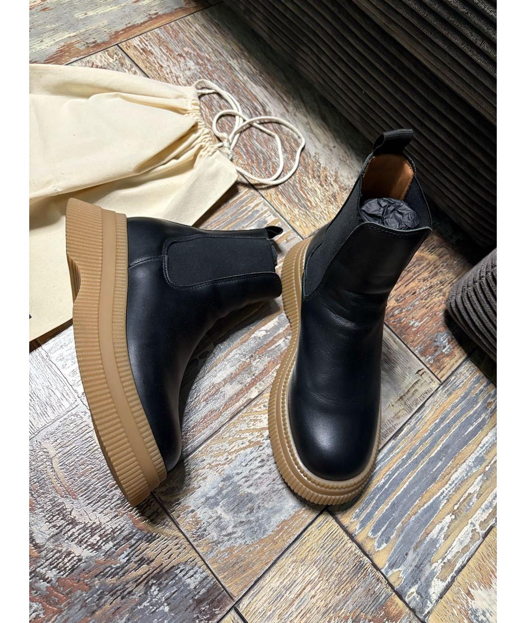 GANNI Черные кожаные полусапоги, фото 5