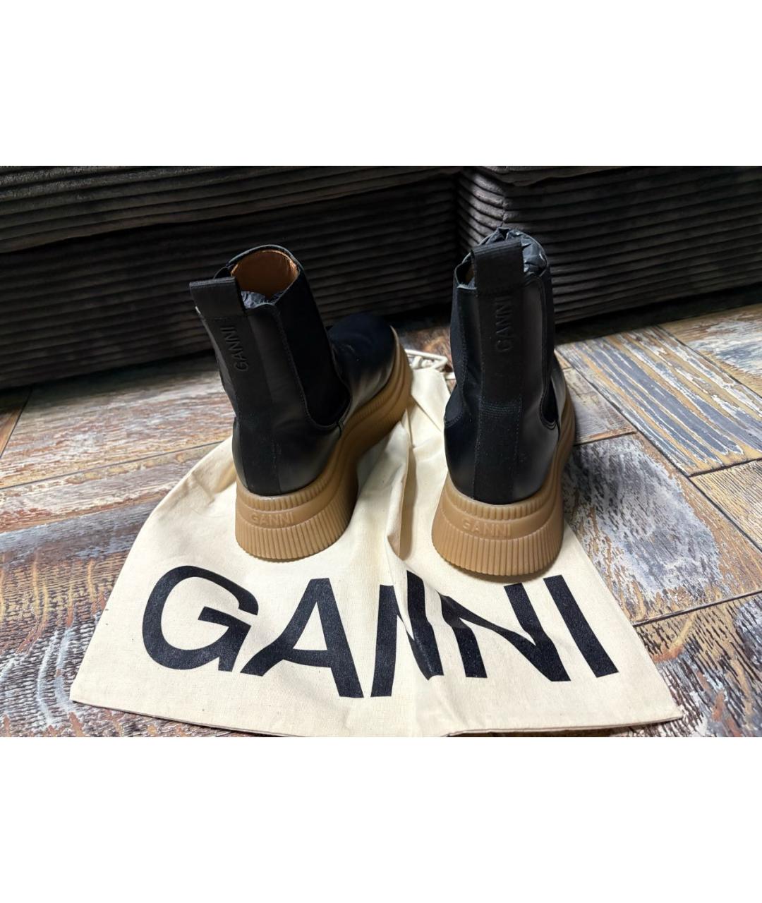 GANNI Черные кожаные полусапоги, фото 7