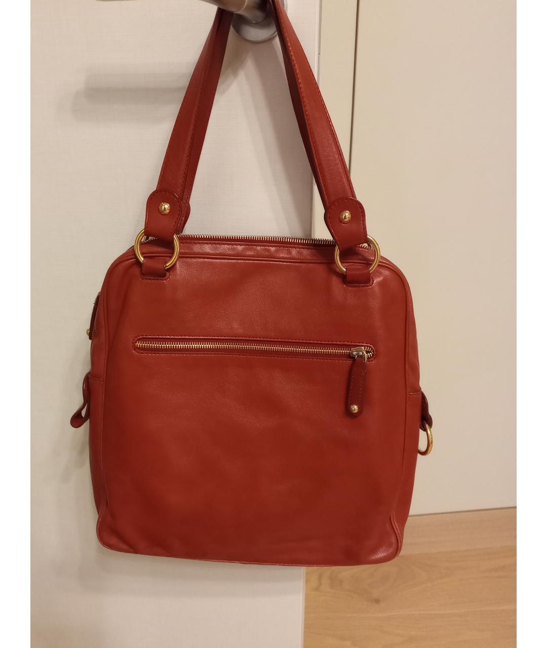 TOD'S Красная кожаная сумка с короткими ручками, фото 2