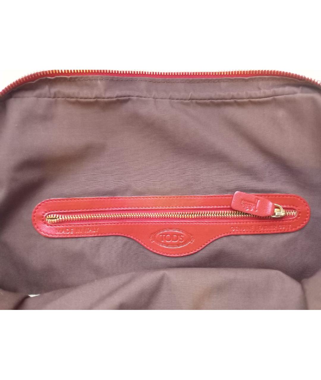TOD'S Красная кожаная сумка с короткими ручками, фото 5