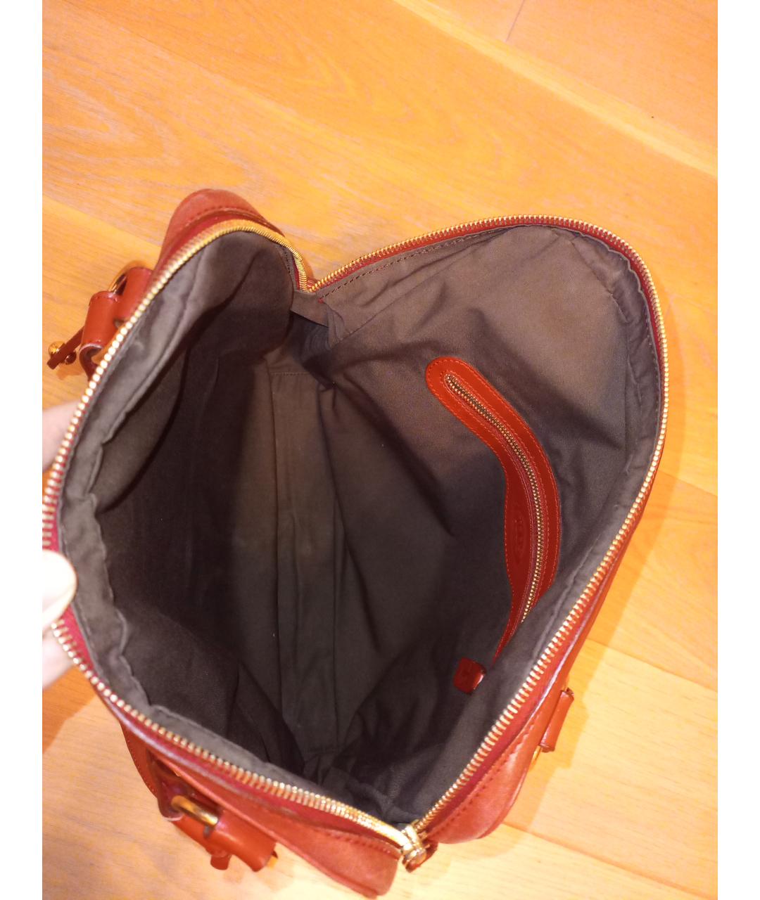 TOD'S Красная кожаная сумка с короткими ручками, фото 3