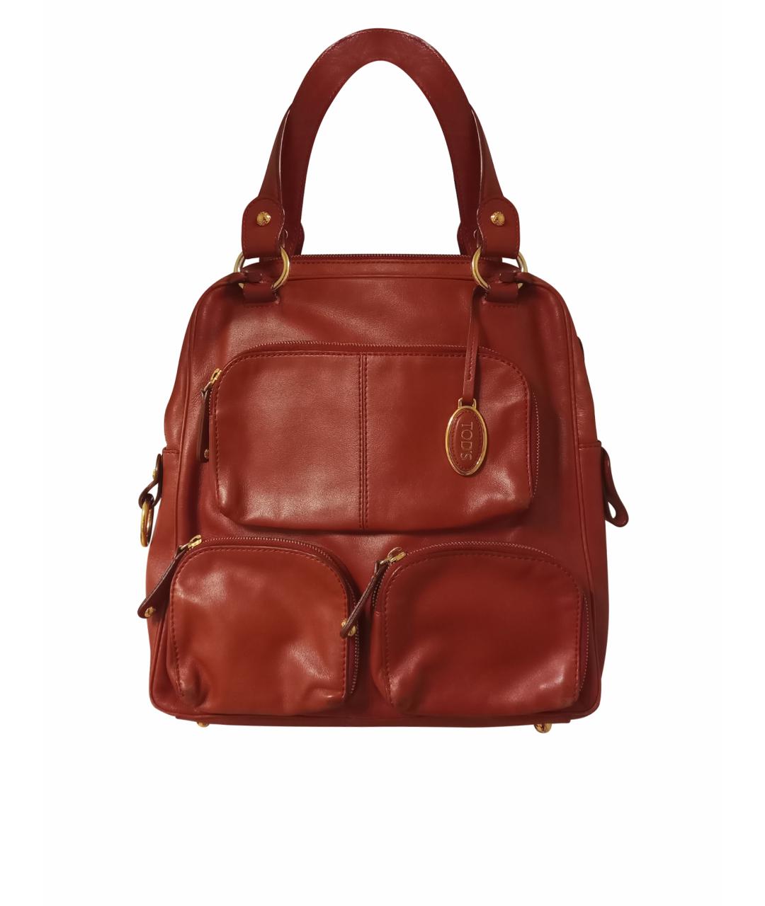 TOD'S Красная кожаная сумка с короткими ручками, фото 1