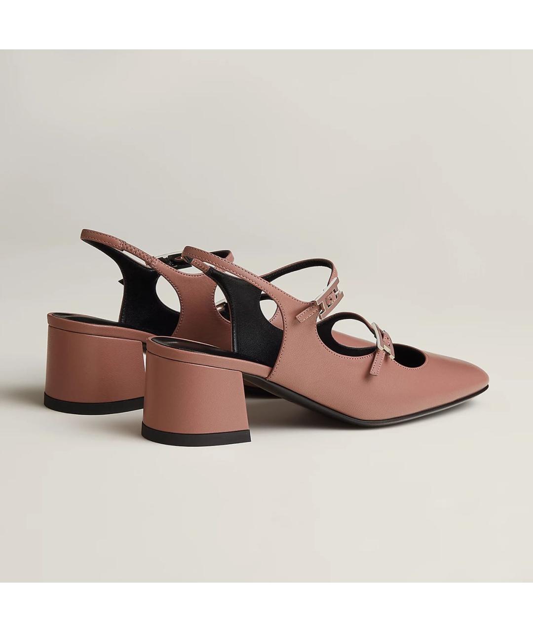 HERMES Коралловые кожаные туфли, фото 4