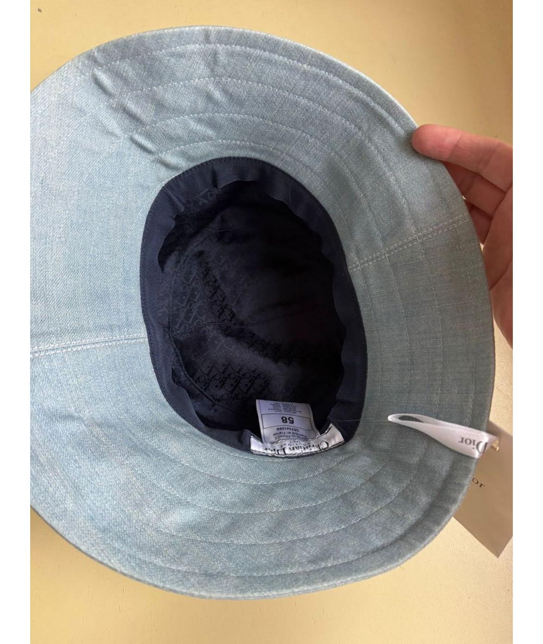 CHRISTIAN DIOR Голубая хлопковая панама, фото 2