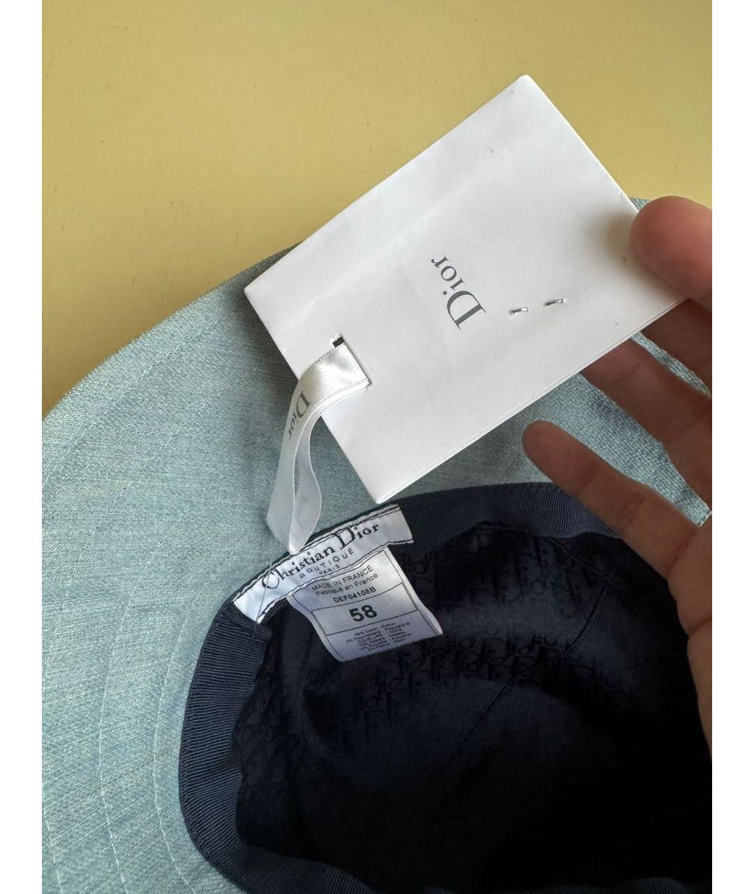 CHRISTIAN DIOR Голубая хлопковая панама, фото 8