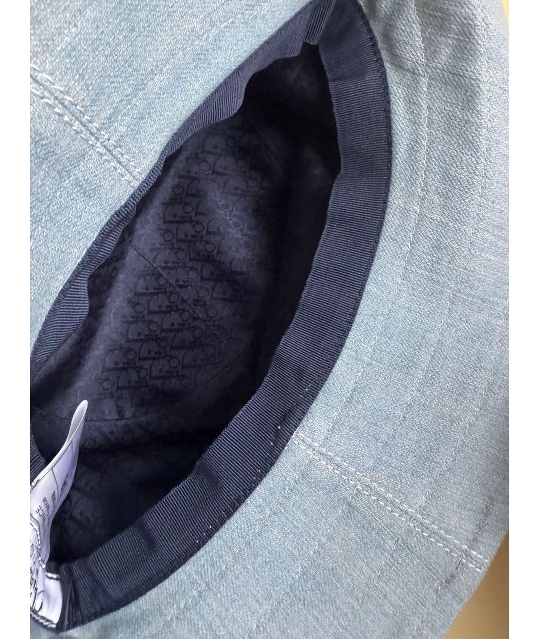 CHRISTIAN DIOR Голубая хлопковая панама, фото 7