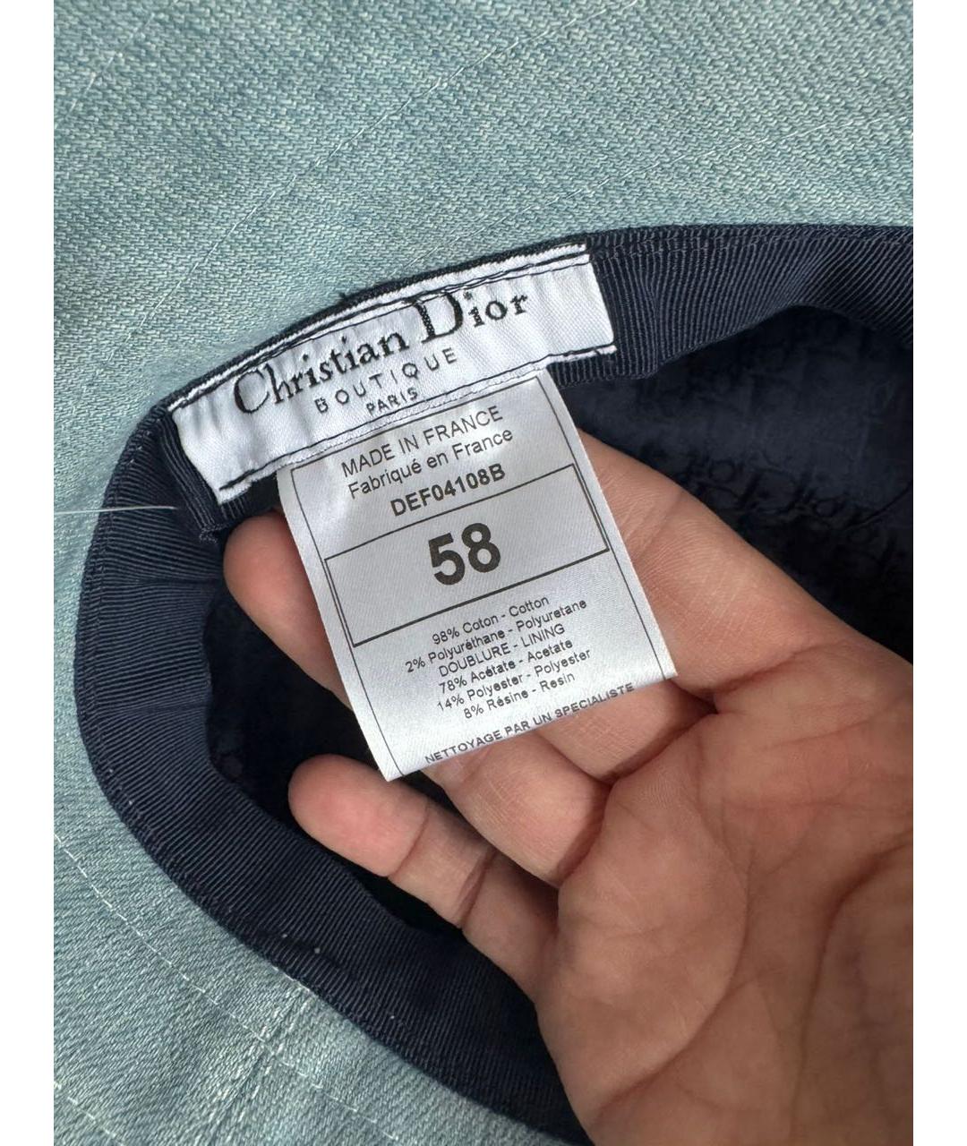 CHRISTIAN DIOR Голубая хлопковая панама, фото 5