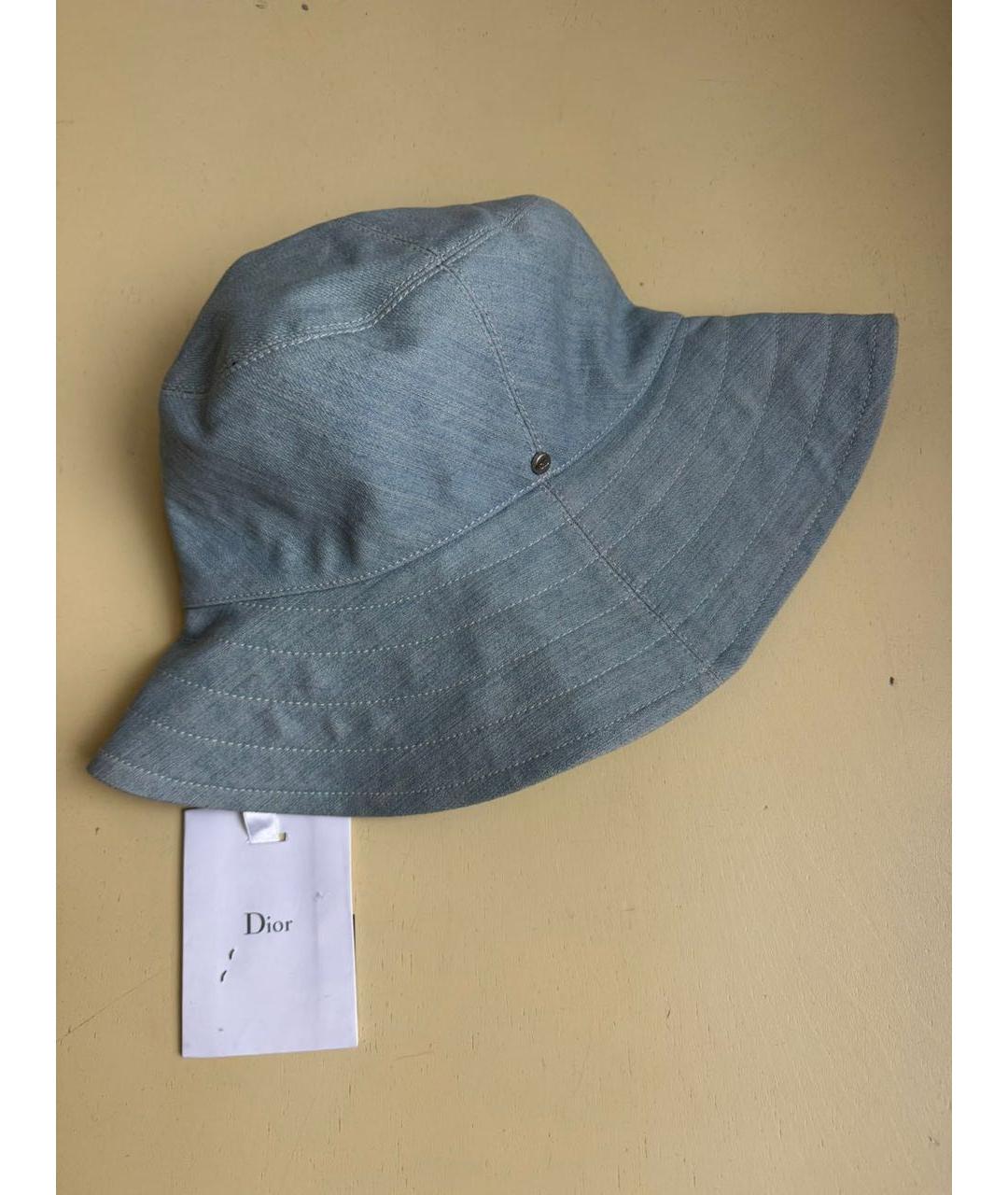 CHRISTIAN DIOR Голубая хлопковая панама, фото 3