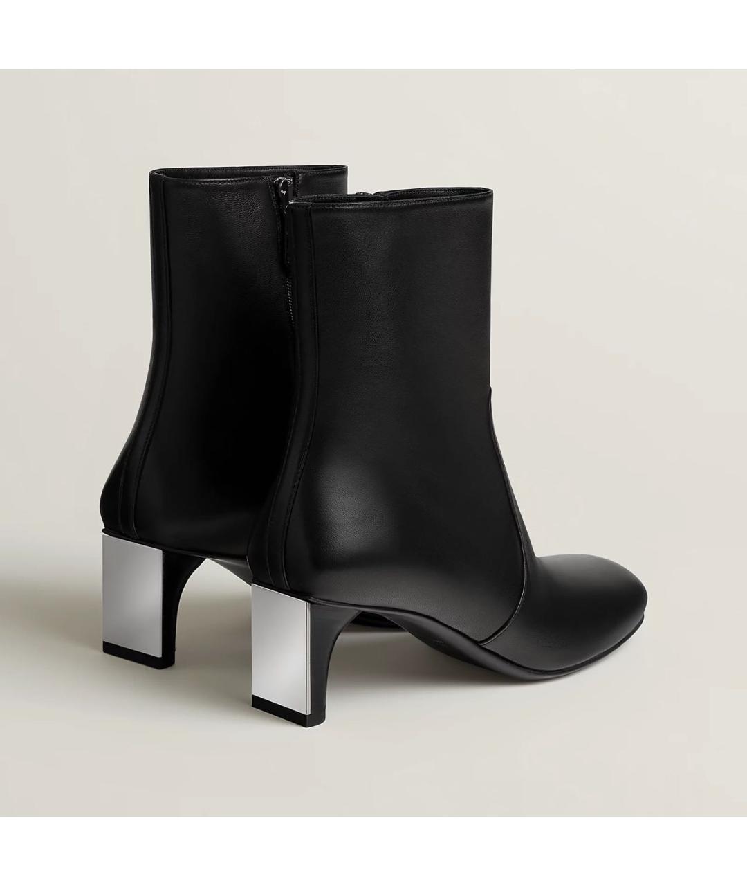 HERMES Черные кожаные ботильоны, фото 4