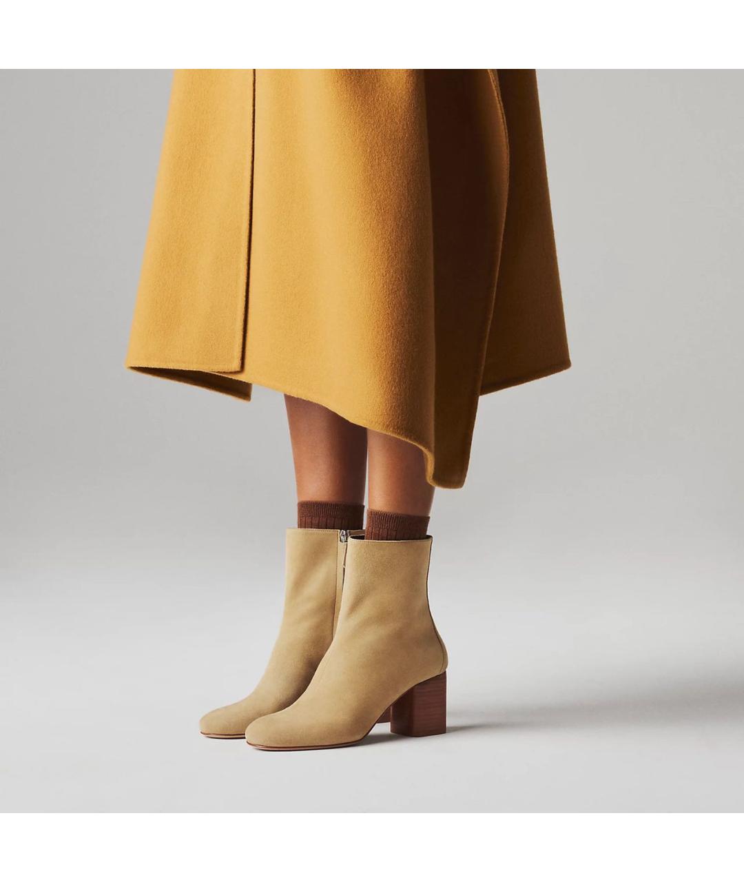 HERMES Бежевые кожаные ботильоны, фото 3