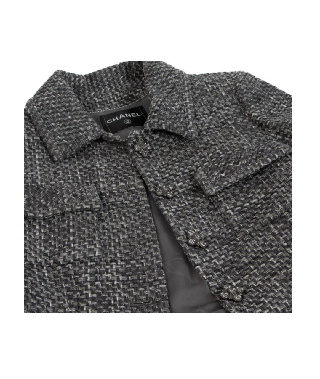 CHANEL Серый твидовый жакет/пиджак, фото 6