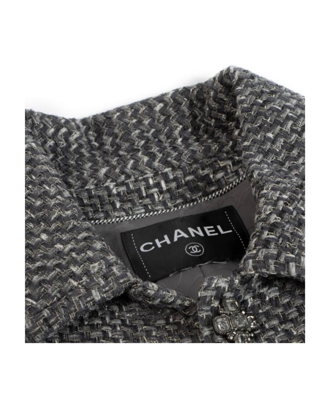 CHANEL Серый твидовый жакет/пиджак, фото 3