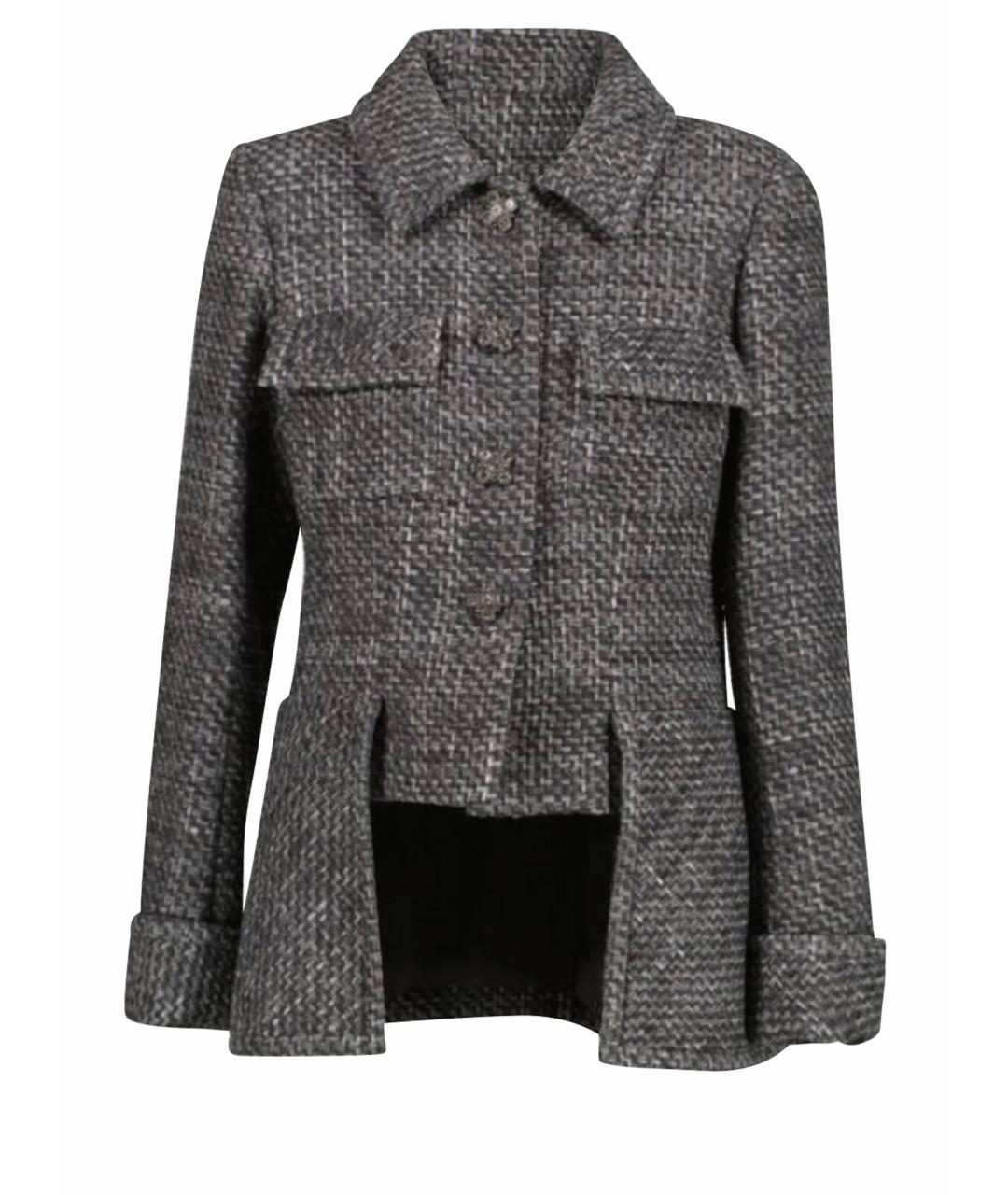 CHANEL Серый твидовый жакет/пиджак, фото 1