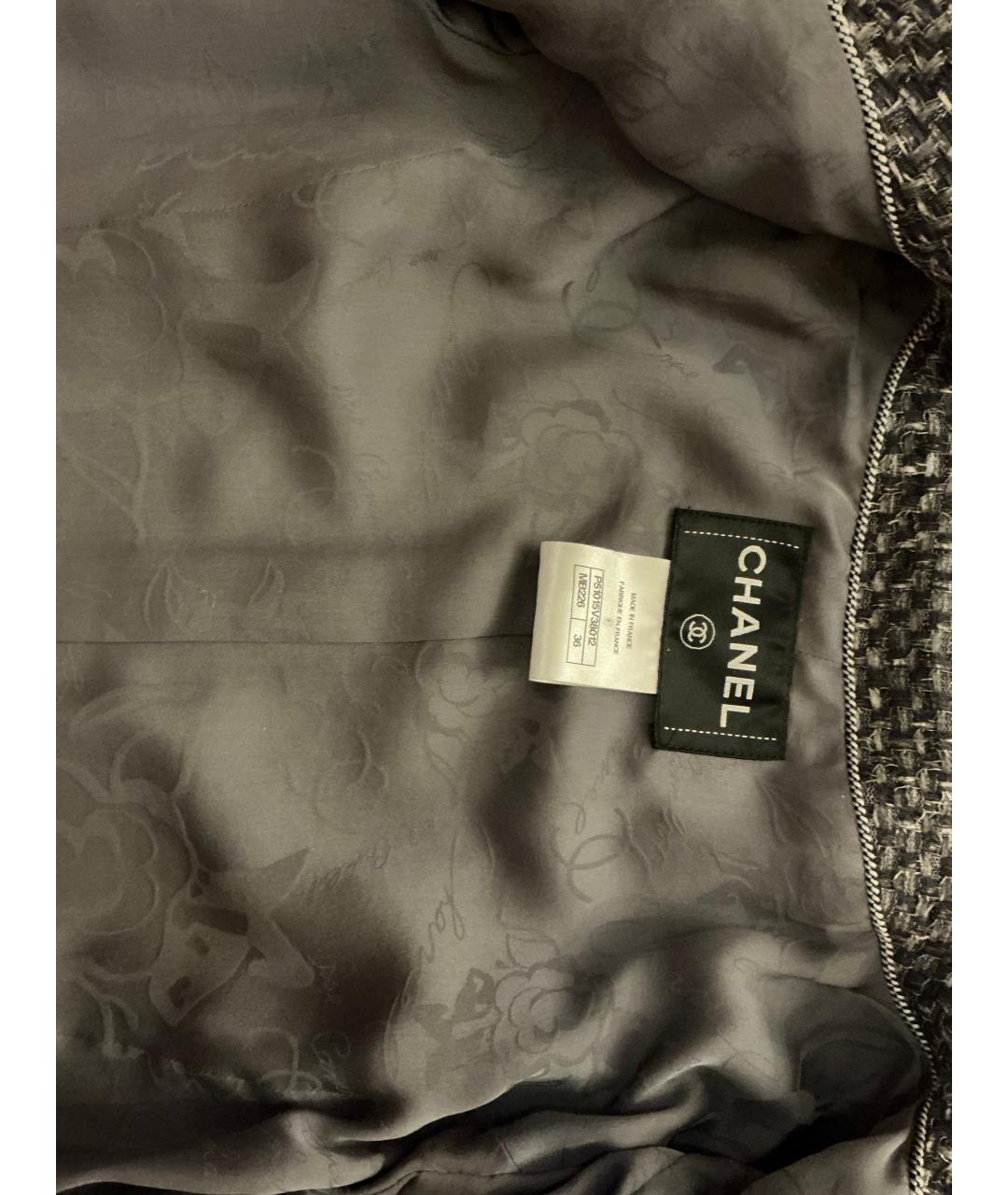 CHANEL Серый твидовый жакет/пиджак, фото 7