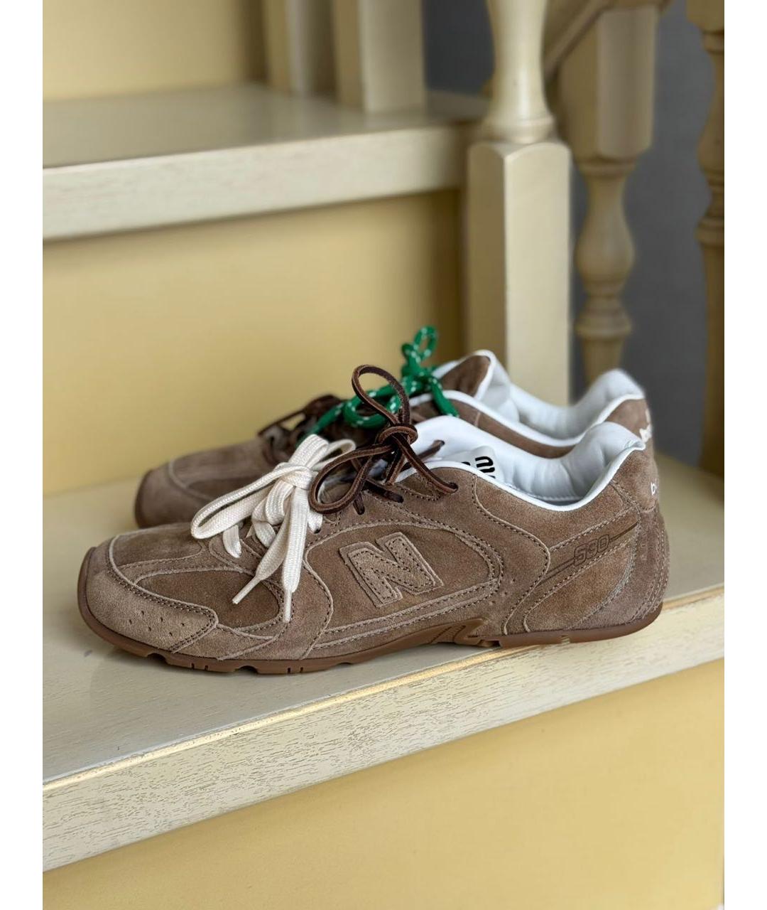 MIU MIU Коричневые замшевые кроссовки, фото 4