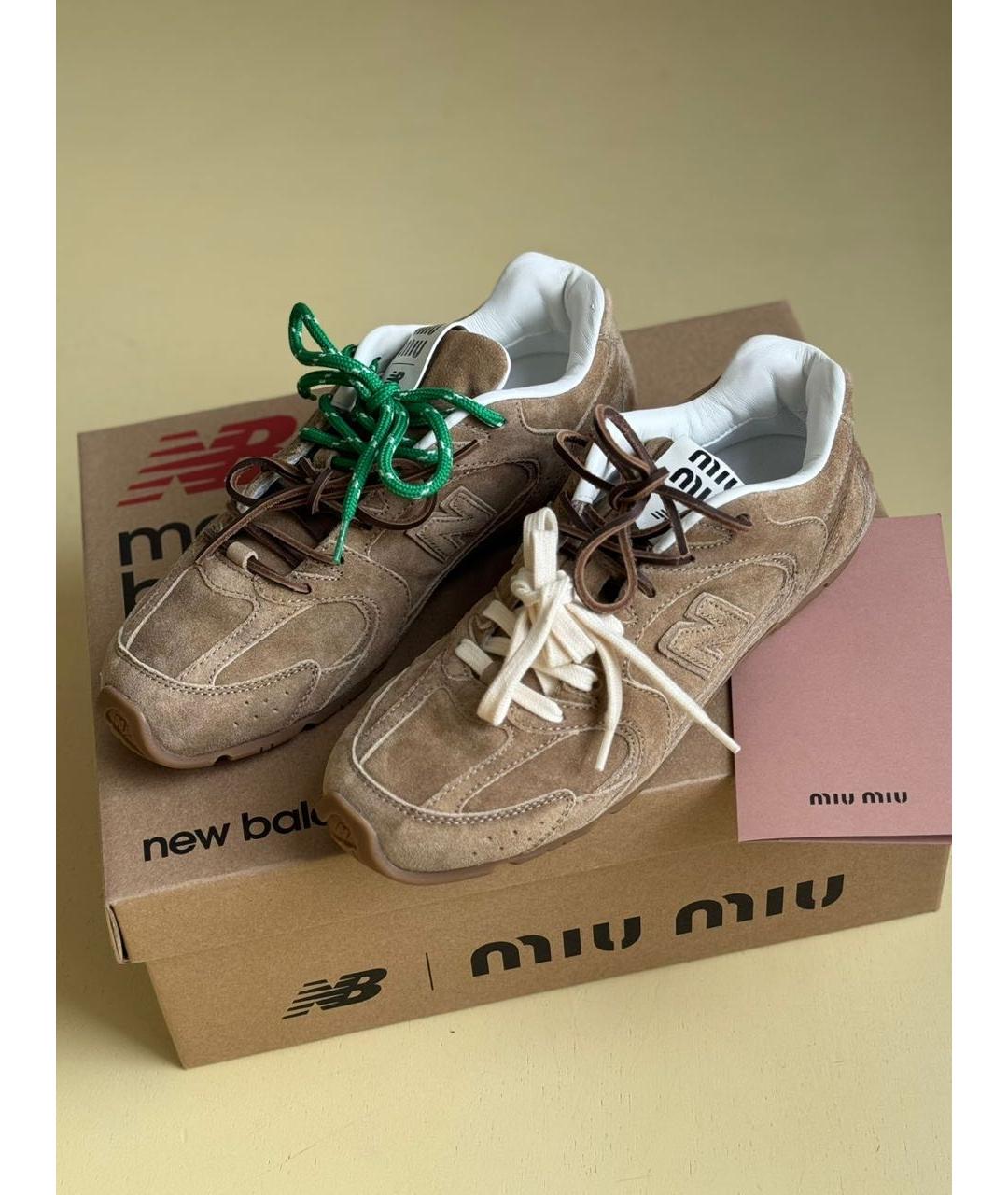 MIU MIU Коричневые замшевые кроссовки, фото 6