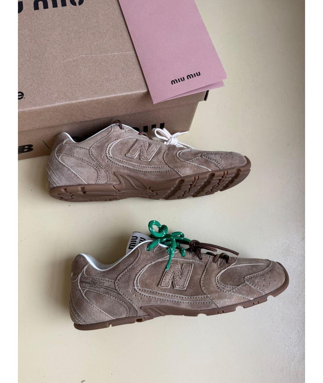 MIU MIU Коричневые замшевые кроссовки, фото 9