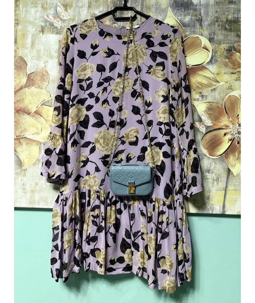 GANNI Фиолетовое вискозное повседневное платье, фото 2