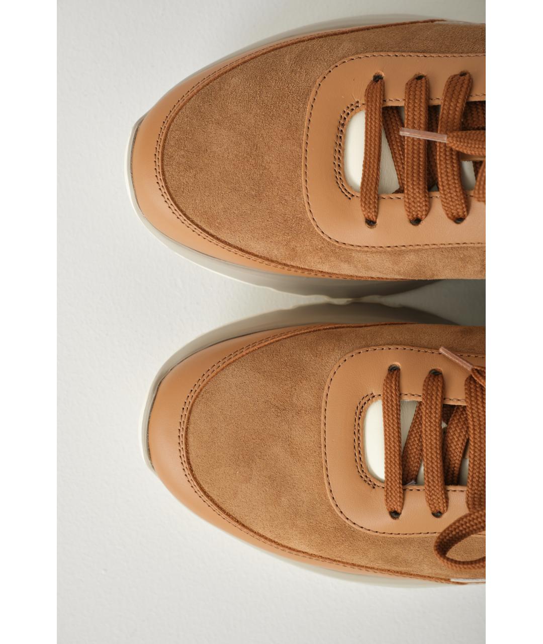 BRUNELLO CUCINELLI Коричневые кожаные низкие кроссовки / кеды, фото 6