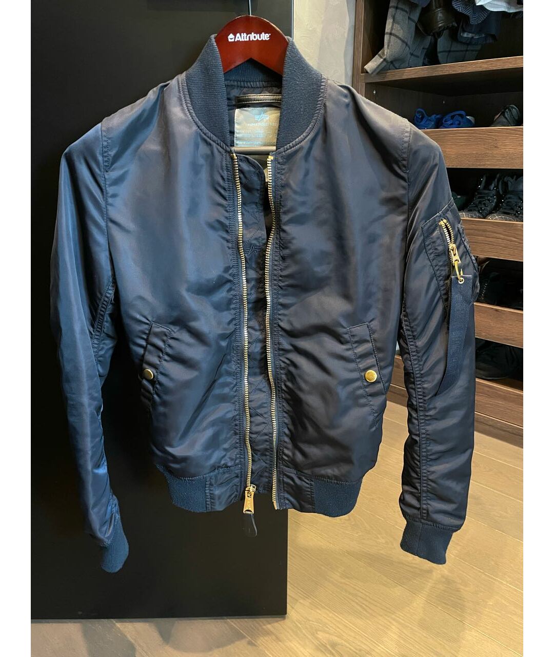 ALPHA INDUSTRIES Темно-синяя атласная куртка, фото 5