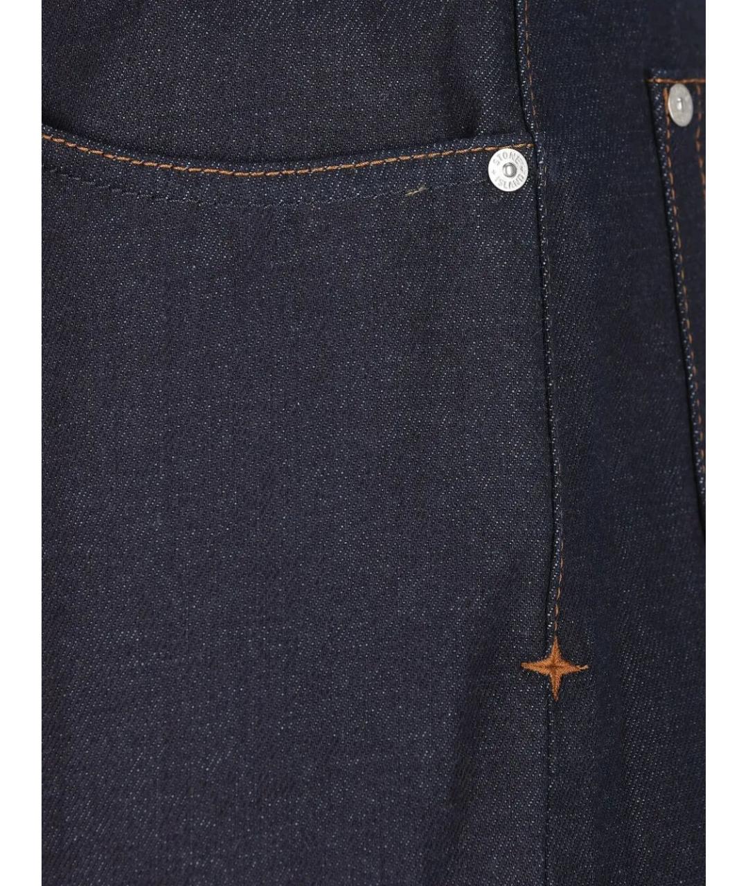 STONE ISLAND Синие хлопковые прямые джинсы, фото 3