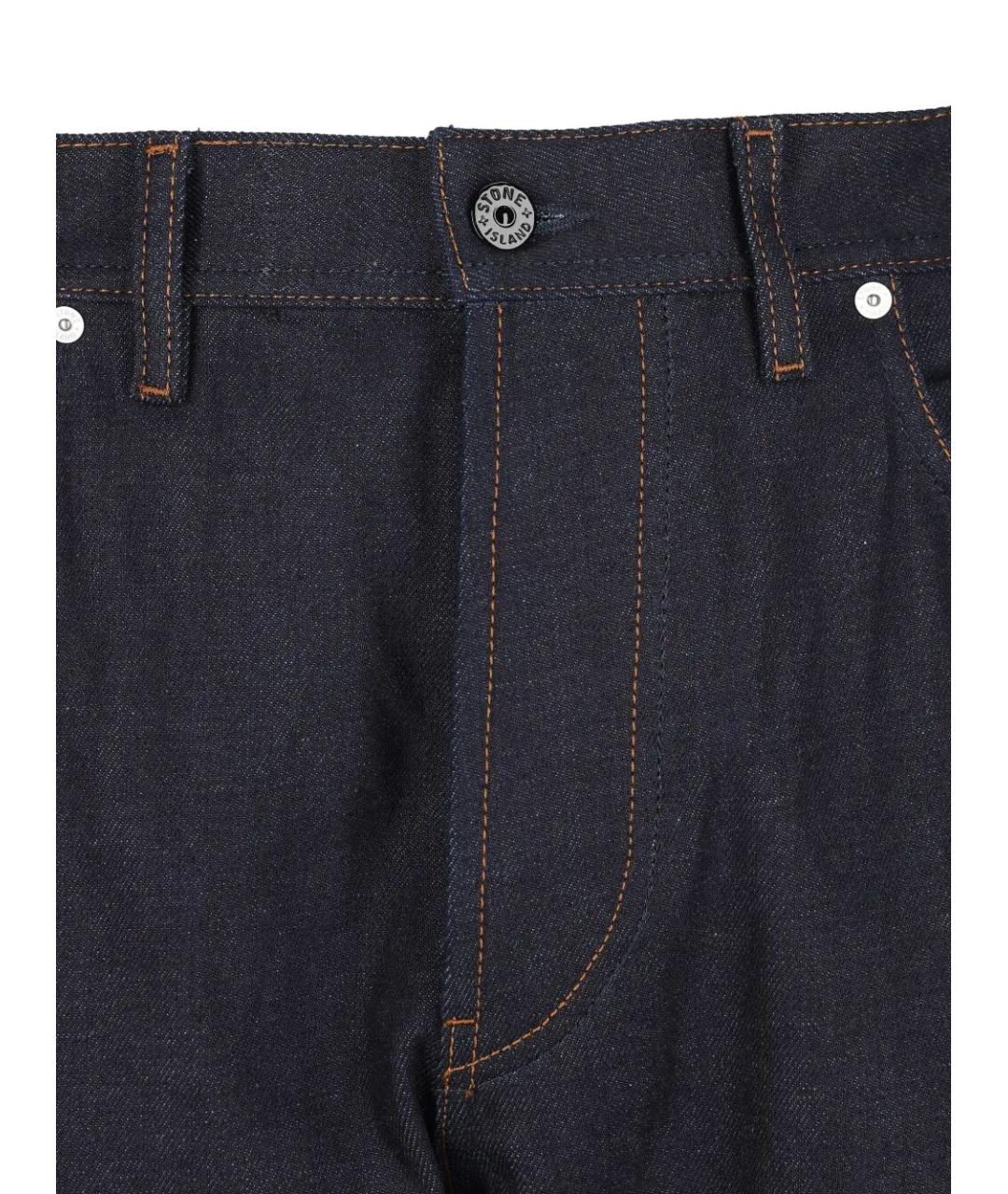 STONE ISLAND Синие хлопковые прямые джинсы, фото 4