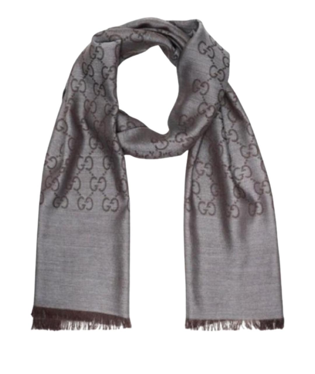 GUCCI Коричневый шерстяной платок, фото 1