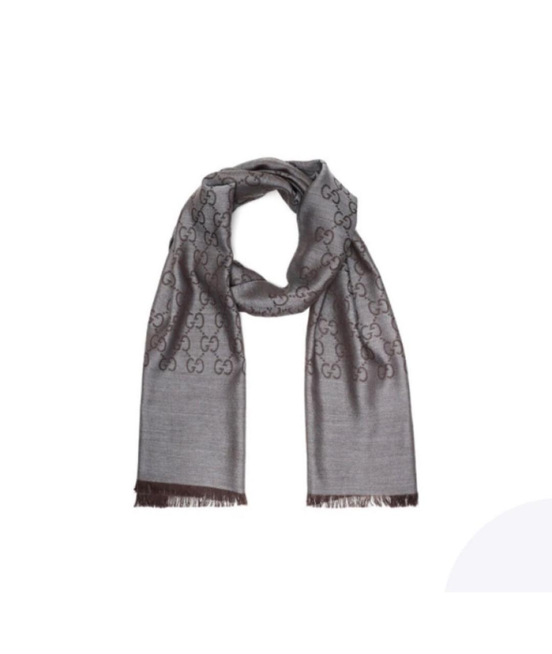 GUCCI Коричневый шерстяной платок, фото 9