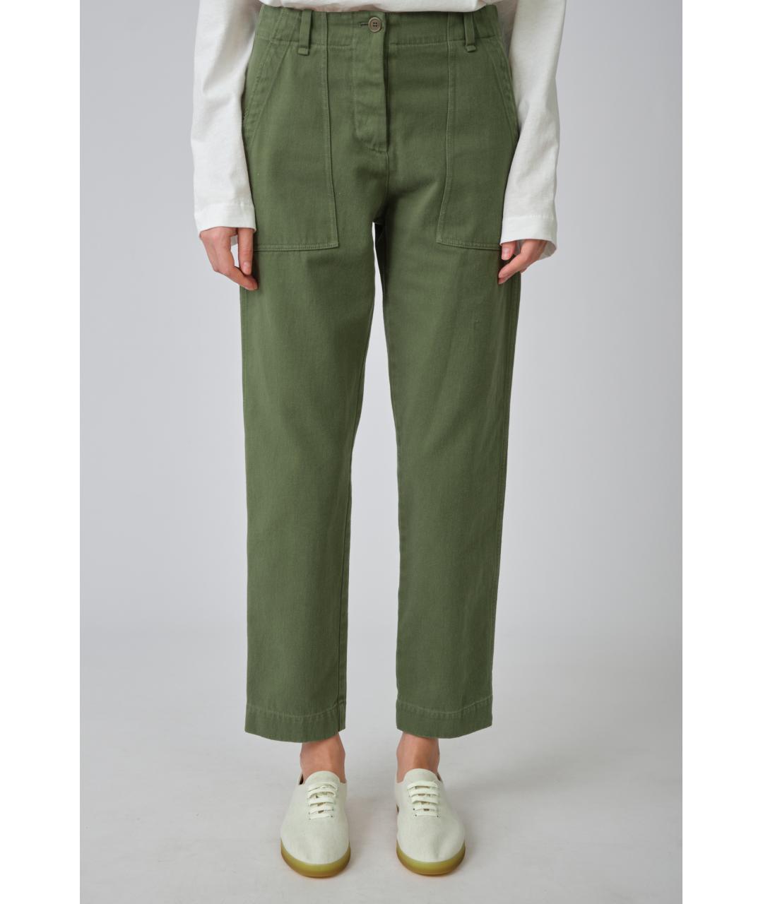 THE ROW Хаки хлопковые прямые брюки, фото 2
