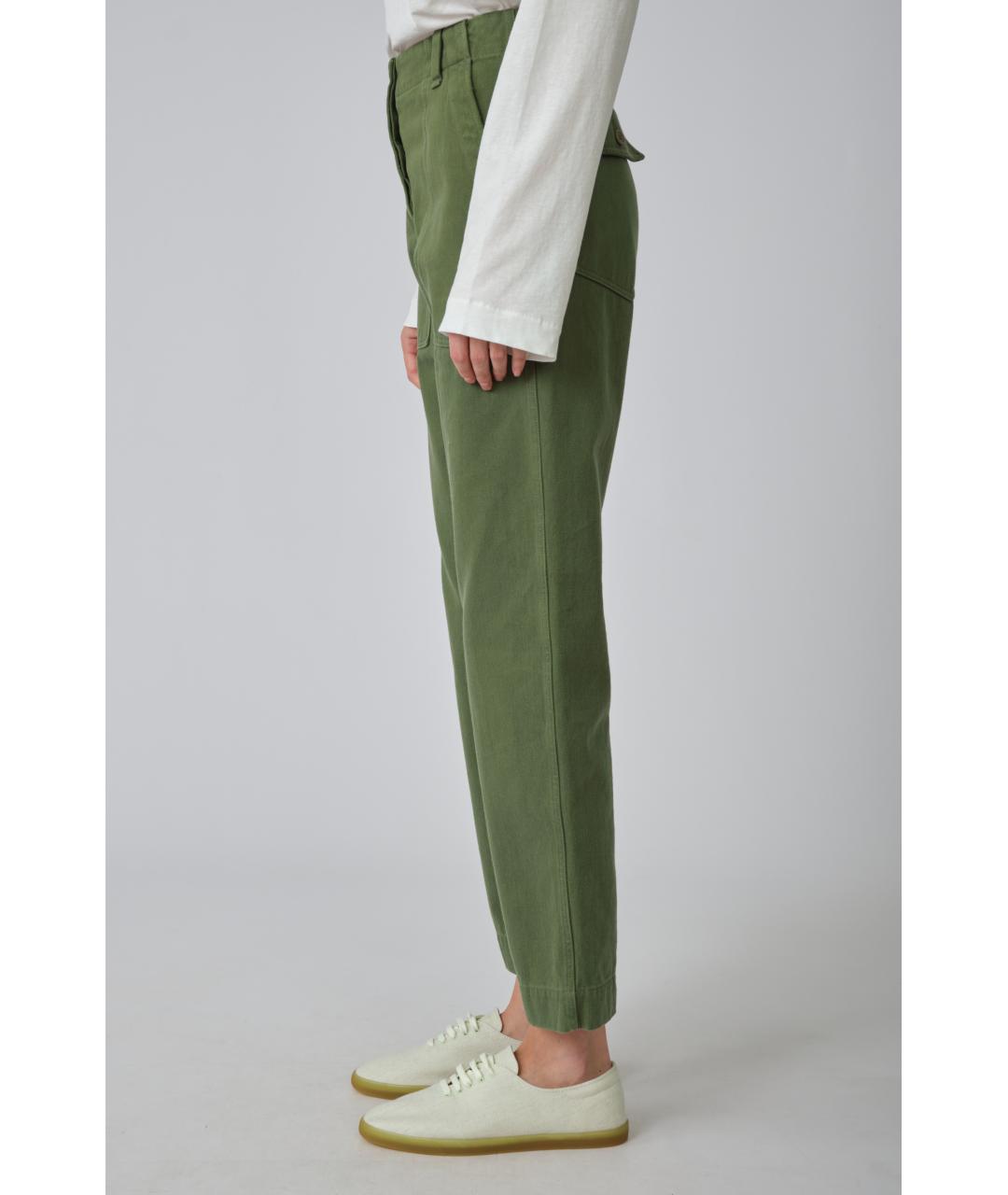 THE ROW Хаки хлопковые прямые брюки, фото 4