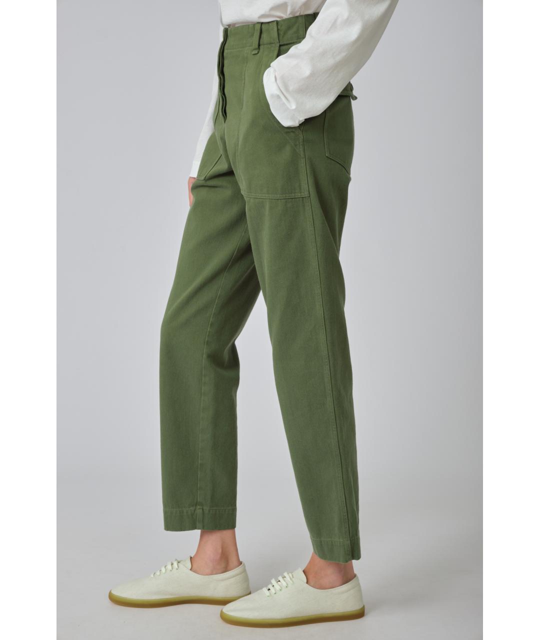 THE ROW Хаки хлопковые прямые брюки, фото 5