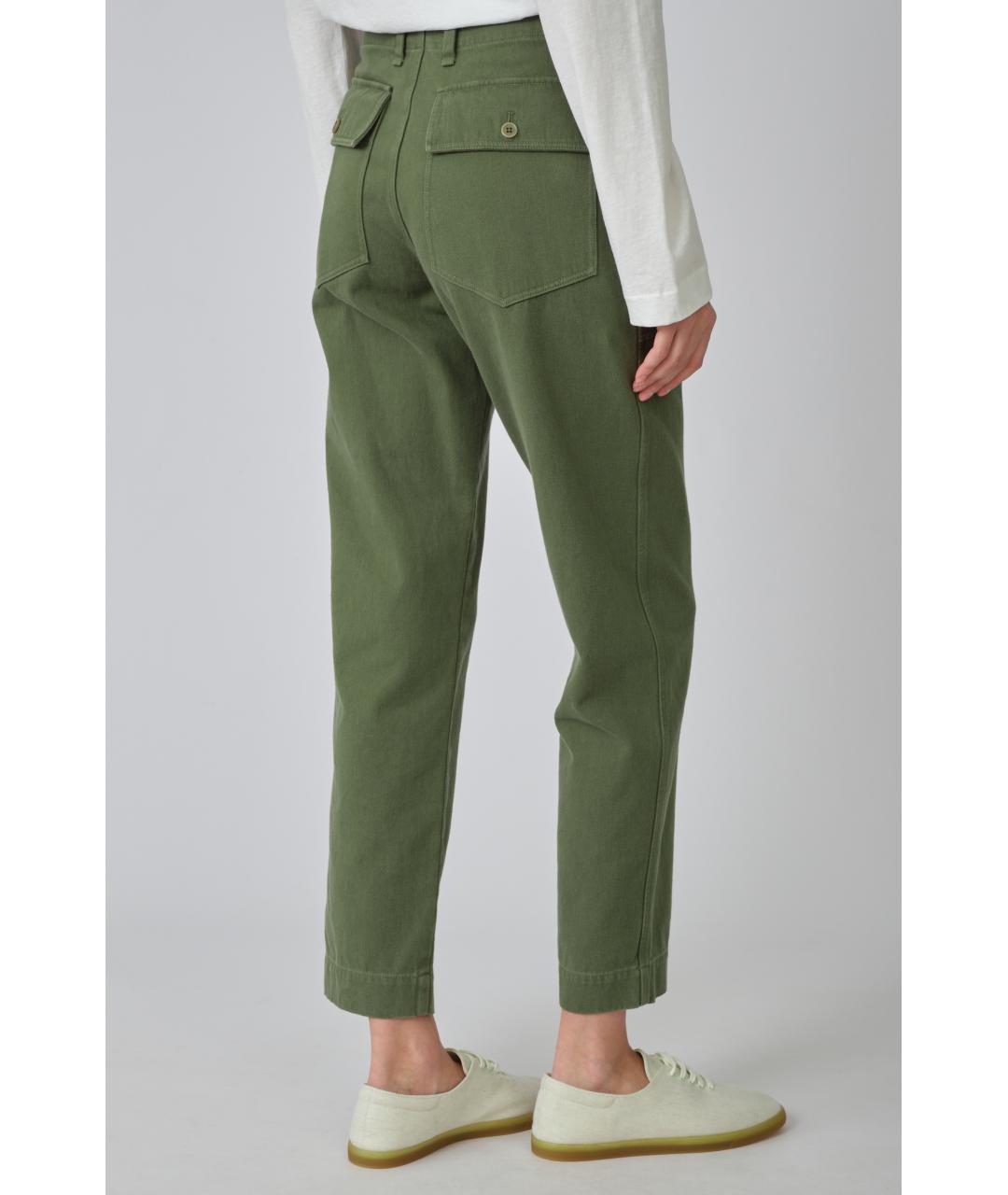 THE ROW Хаки хлопковые прямые брюки, фото 6