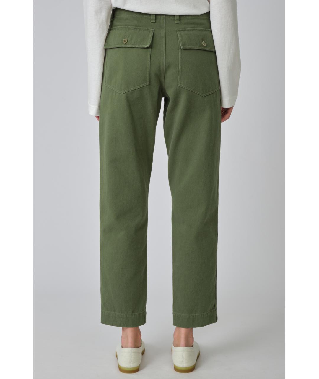 THE ROW Хаки хлопковые прямые брюки, фото 7