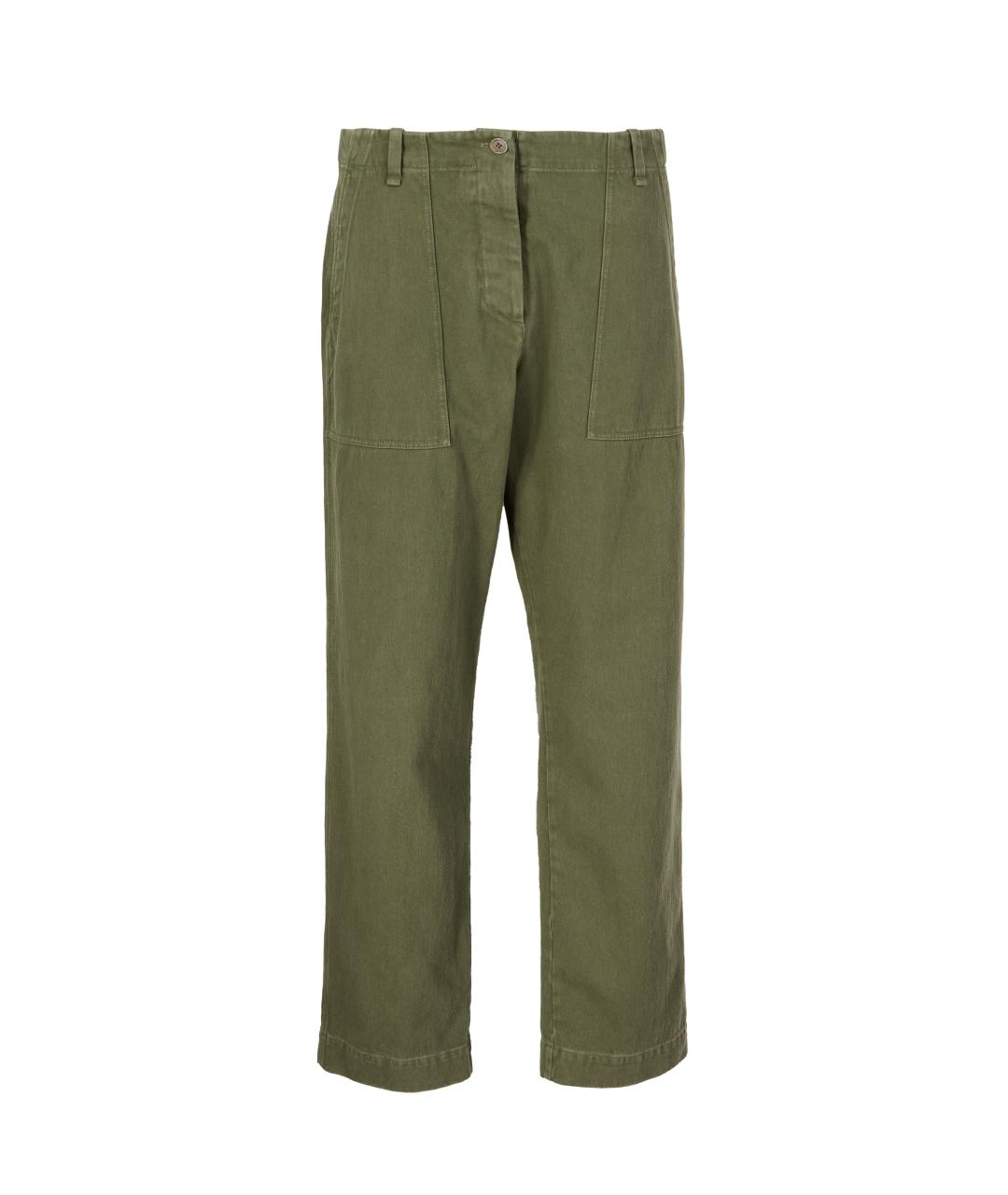 THE ROW Хаки хлопковые прямые брюки, фото 1