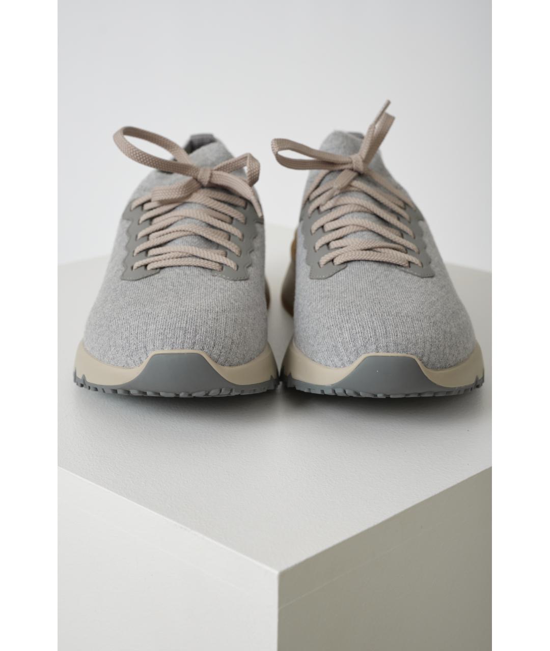 BRUNELLO CUCINELLI Серые текстильные низкие кроссовки / кеды, фото 5