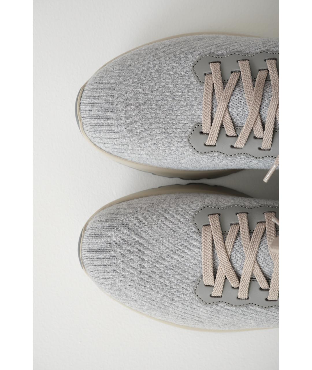 BRUNELLO CUCINELLI Серые текстильные низкие кроссовки / кеды, фото 6