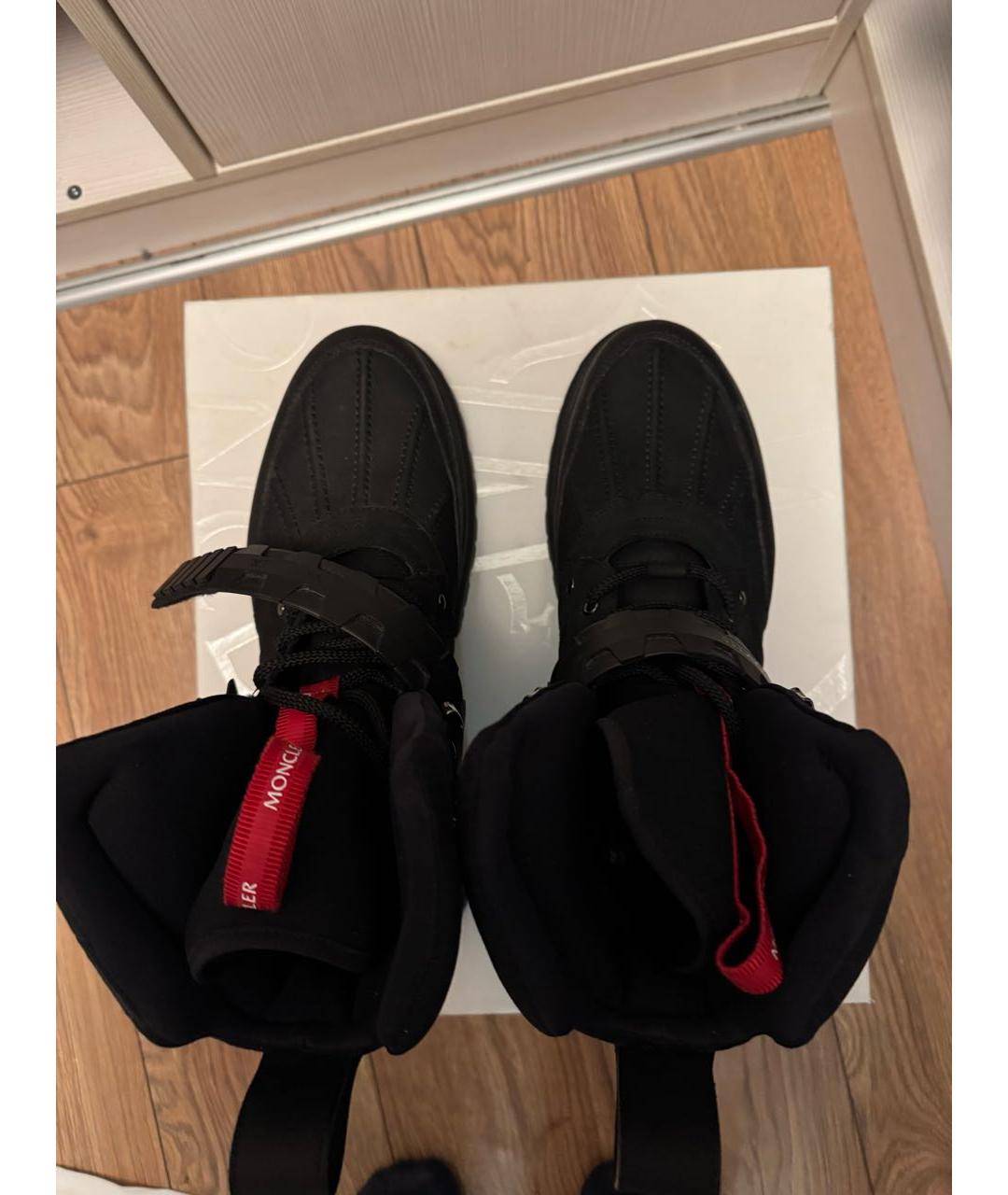 MONCLER Черные кожаные высокие ботинки, фото 2